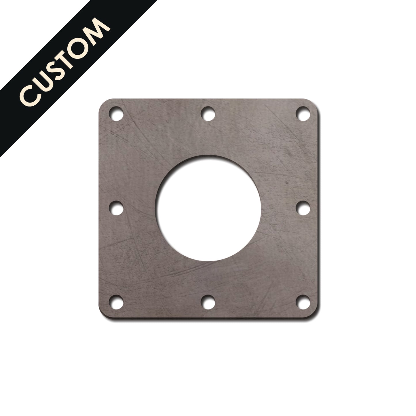 Mild Steel Square Flange with Custom Width/Height and Holes 1 -10mm Thickness
