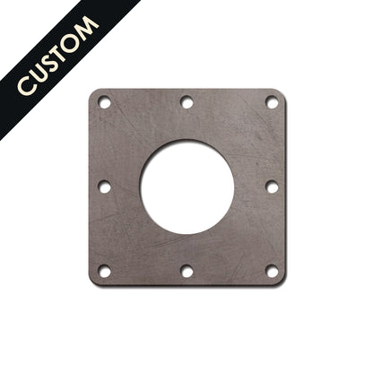 Mild Steel Square Flange with Custom Width/Height and Holes 1 -10mm Thickness
