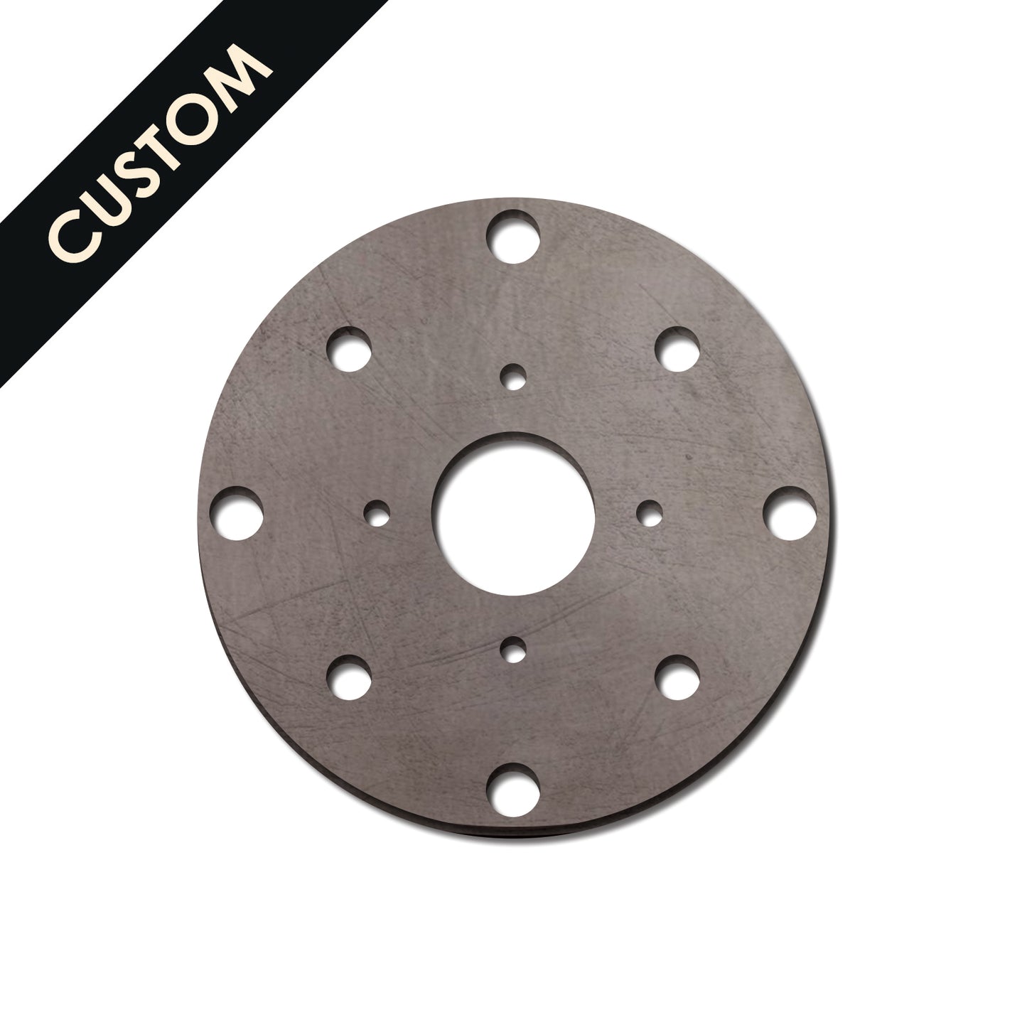 Mild Steel Flange Plate with Custom Triple Hole PCD, OD and ID - 1-10mm Thickness