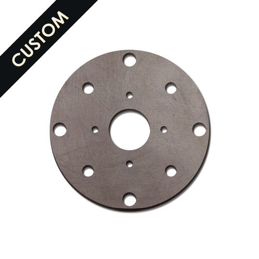 Mild Steel Flange Plate with Custom Triple Hole PCD, OD and ID - 1-10mm Thickness